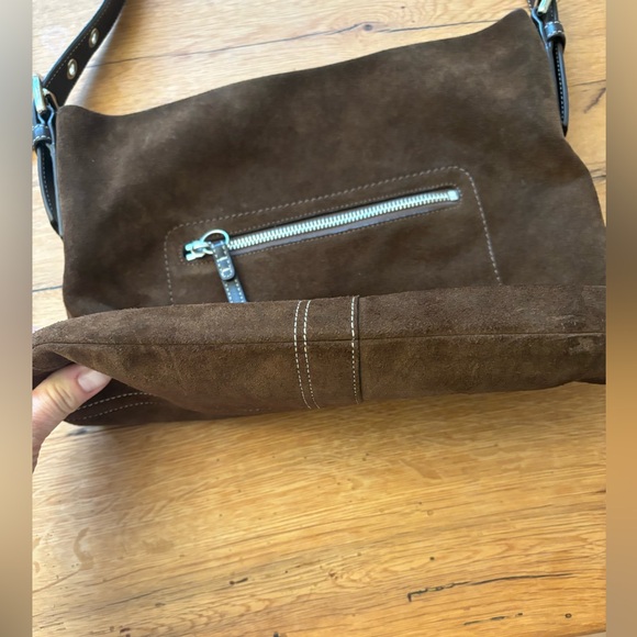 Vintage Suede Coach East-West large crossbody. Excellent cond. Dark Brown - Picture 3 of 12